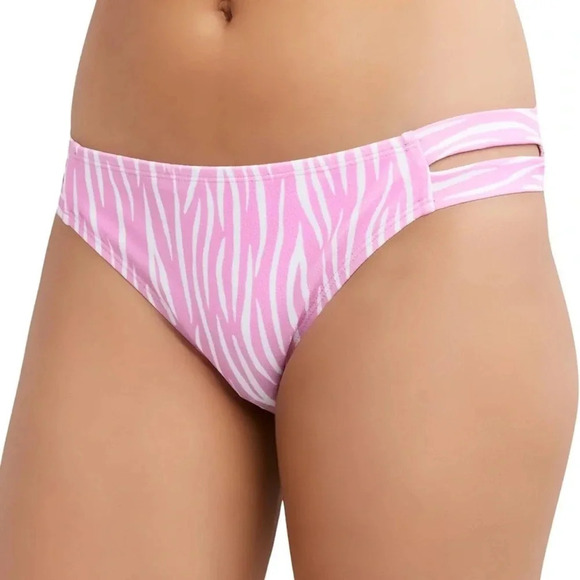 BCBGeneration Striped Side Tab Bikini Bottom Animal Print Pink Size M NWT - Picture 8 of 8